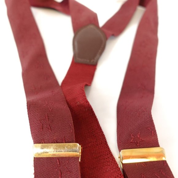 PELICAN‎ Suspenders Mens Red Burgundy Y Back Star Button Adjustment Made in USA - Picture 5 of 11